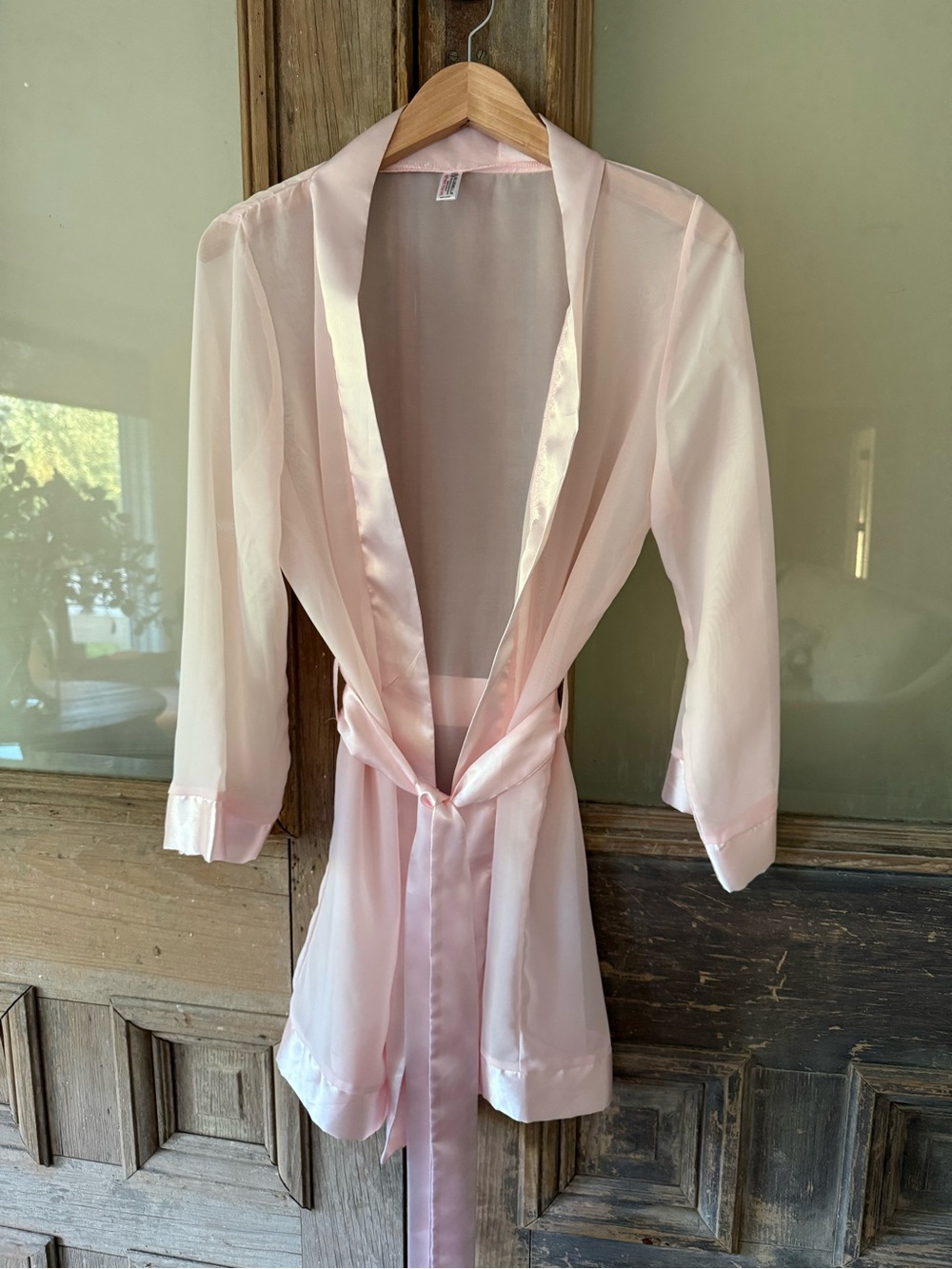 Bluebella Pale Pink Sheer Satin-Trim Robe
